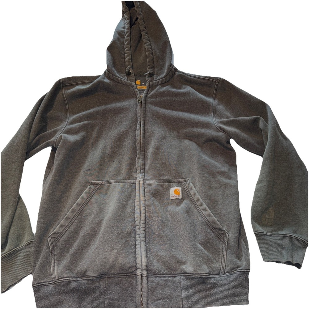 Carhartt Rain Defender Hoodie Sweatshirt Mens Medium Gray Full Zip